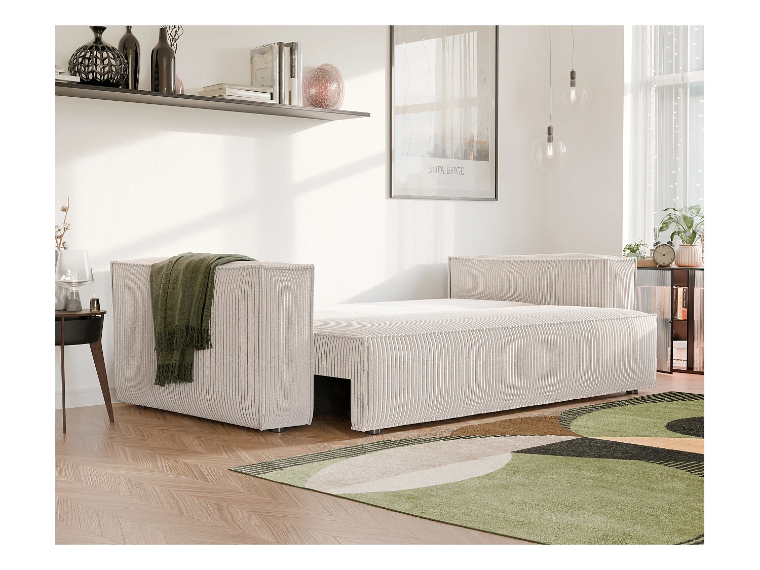 Bali omkeerbare slaapbank in Beige stof