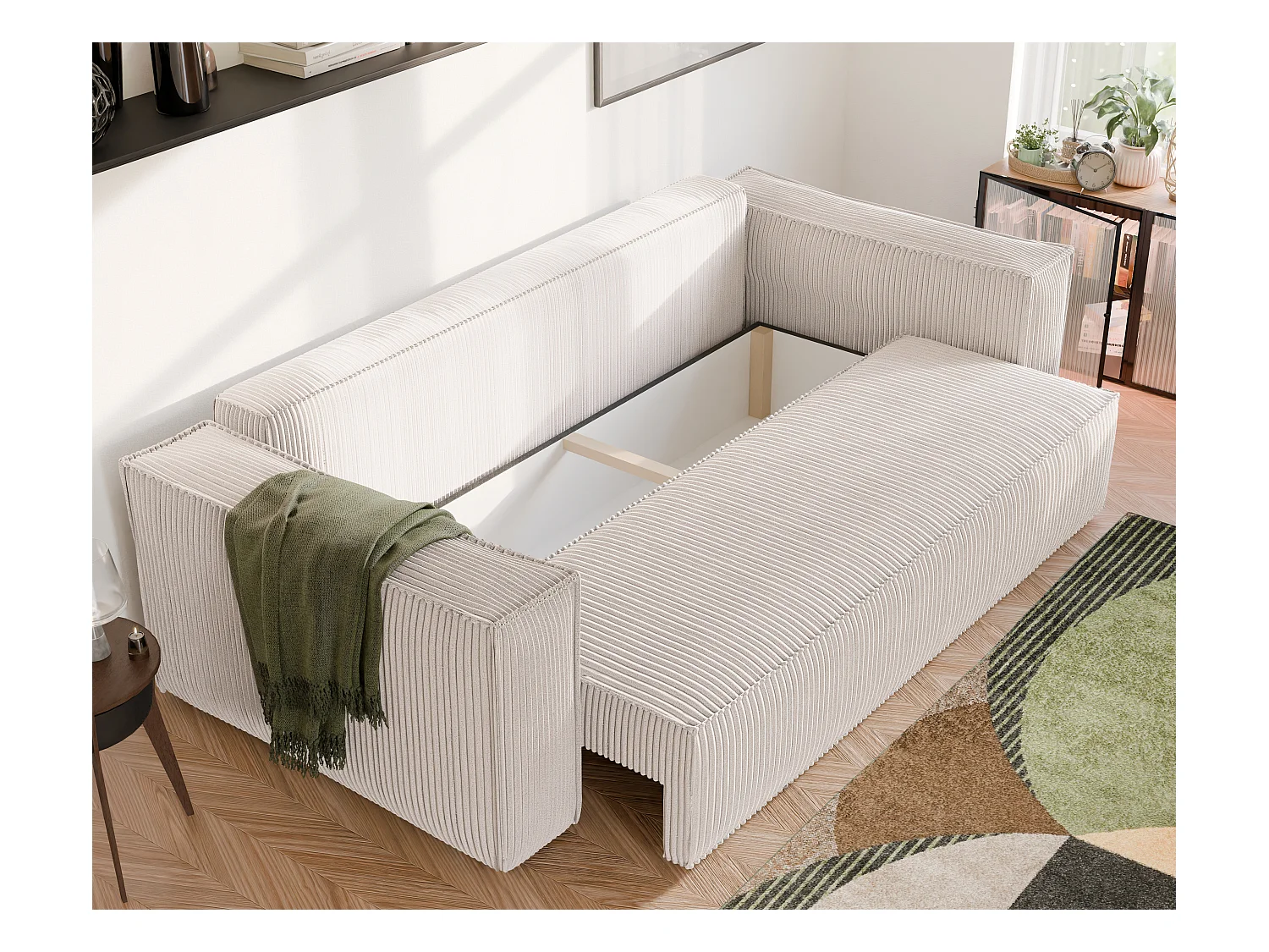 Bali omkeerbare slaapbank in Beige stof