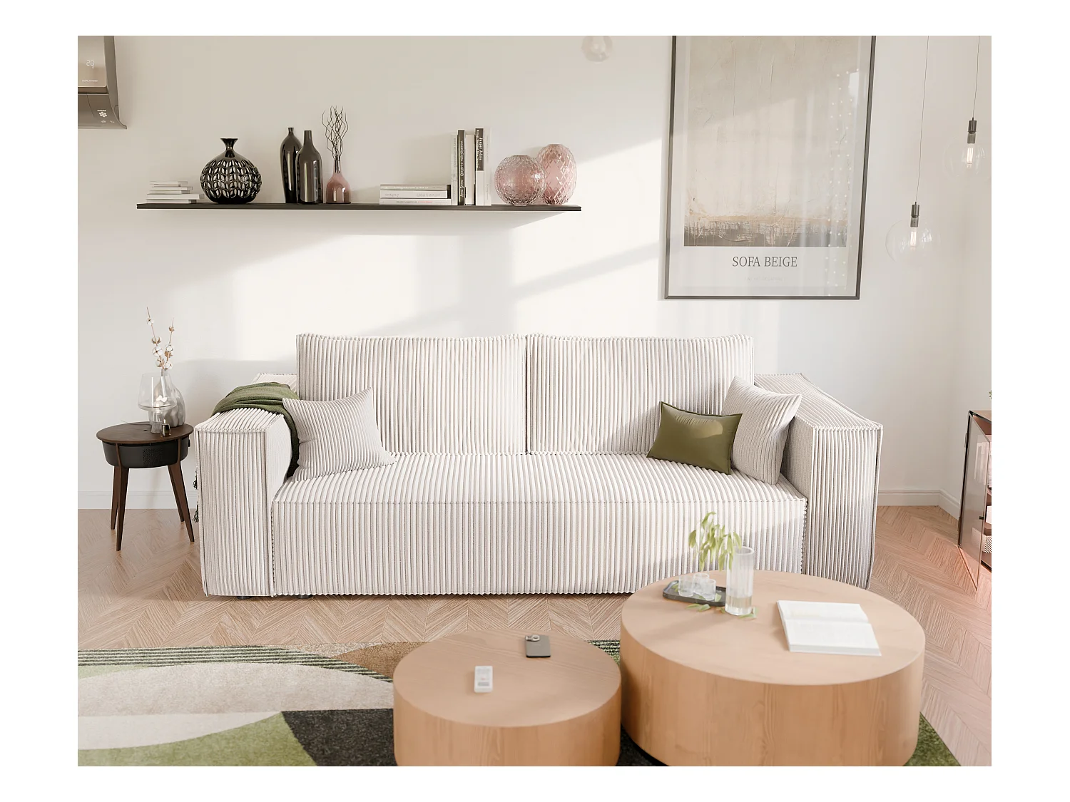 Bali omkeerbare slaapbank in Beige stof