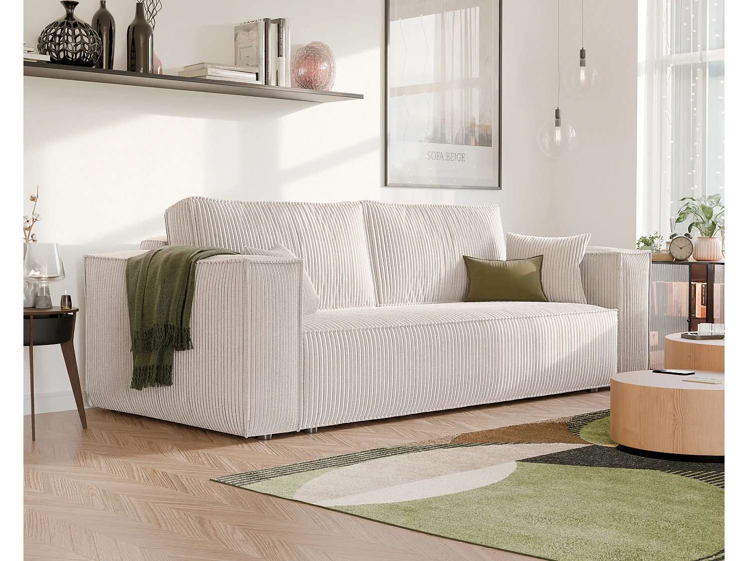 Bali omkeerbare slaapbank in Beige stof