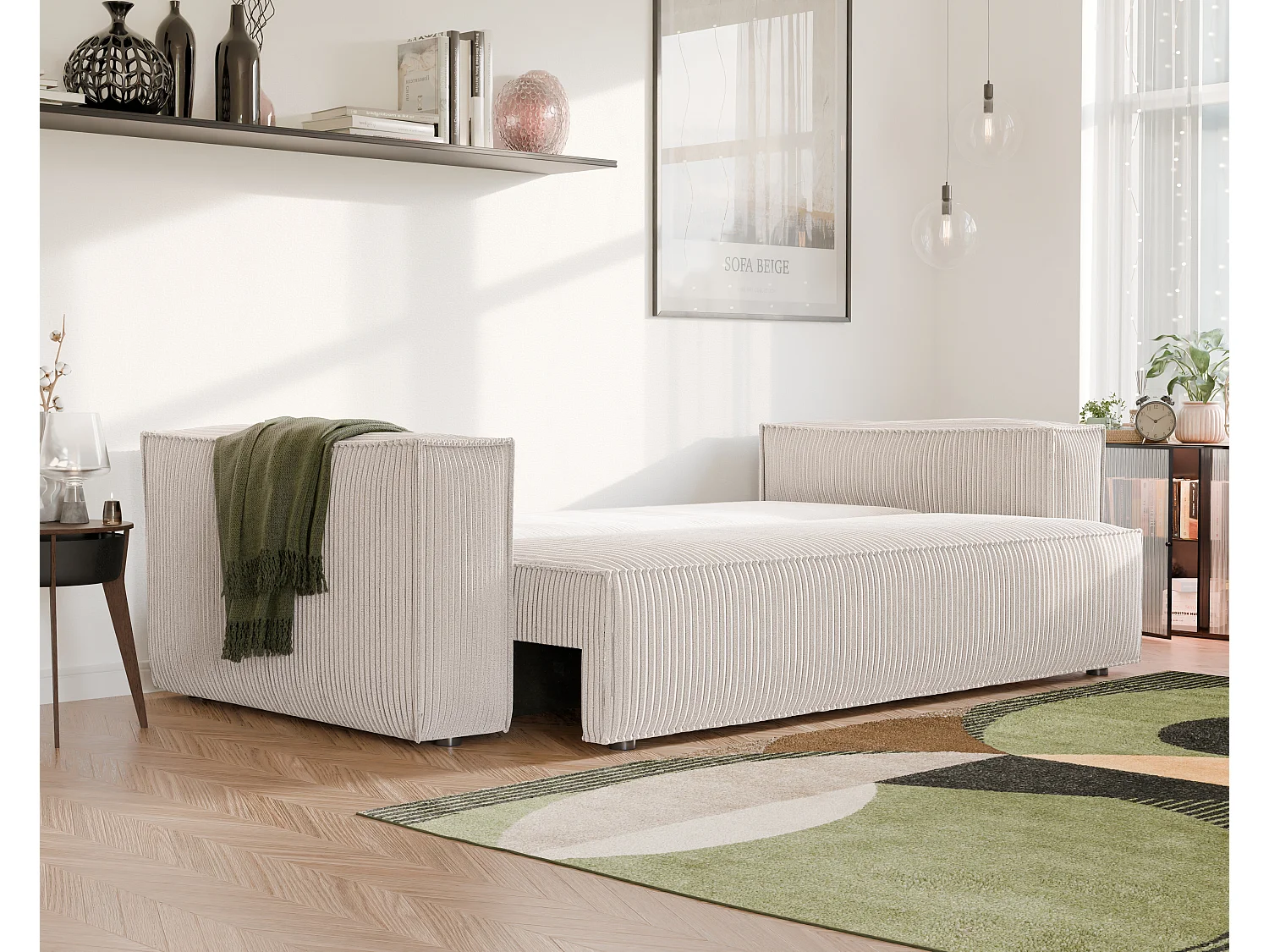 Bali omkeerbare slaapbank in Beige stof