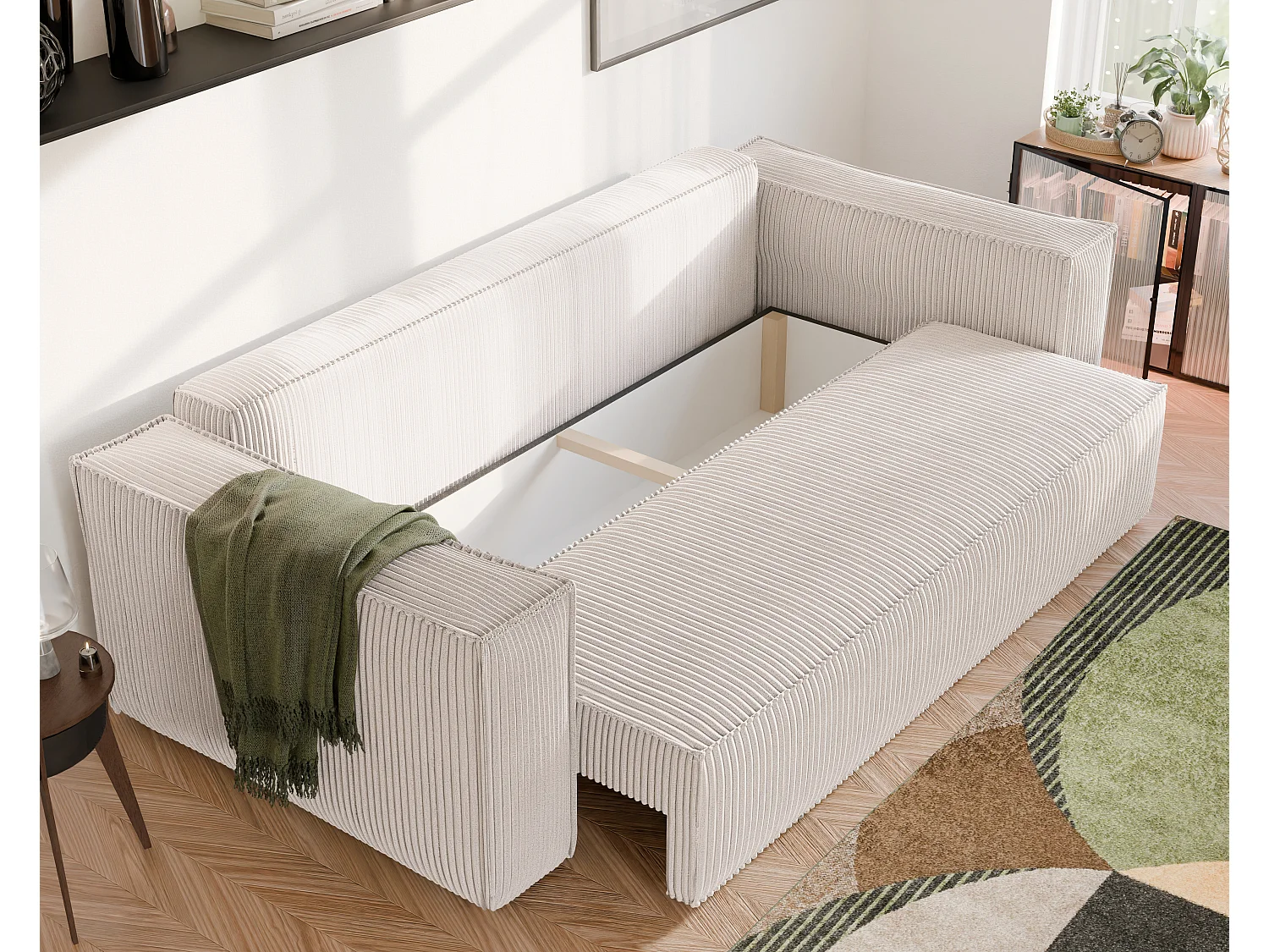 Bali omkeerbare slaapbank in Beige stof