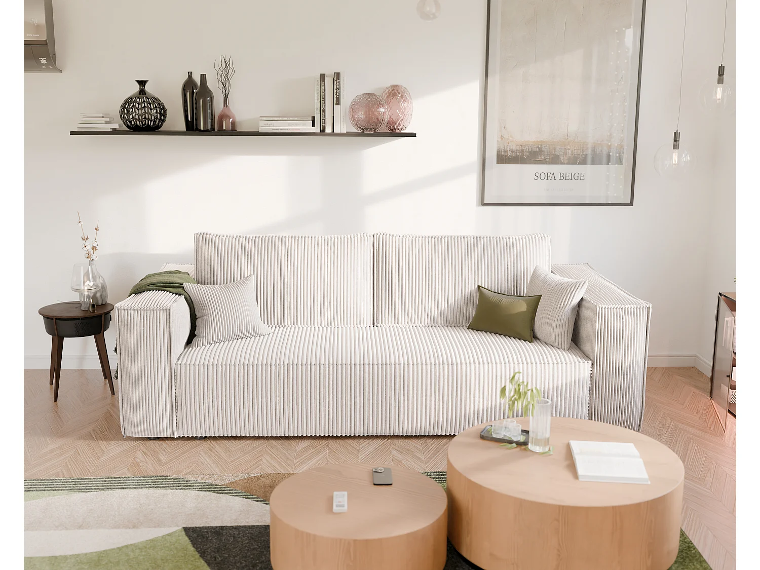 Bali omkeerbare slaapbank in Beige stof