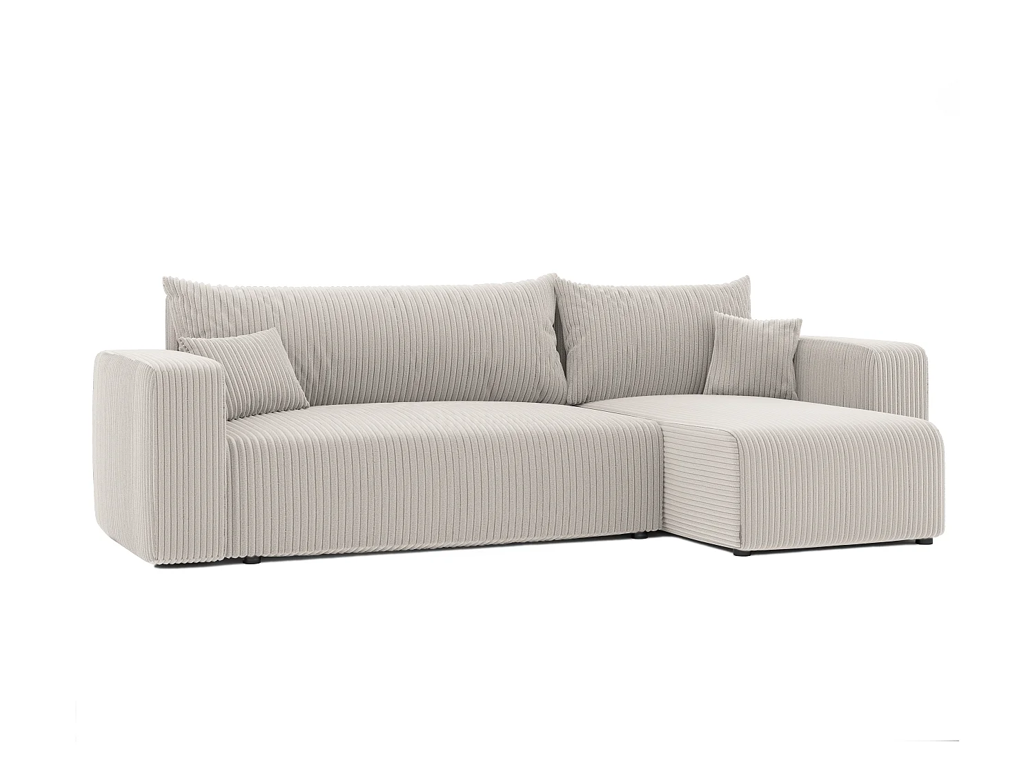 Ecksofa Piano in Beige aus Stoff umwandelbar.
