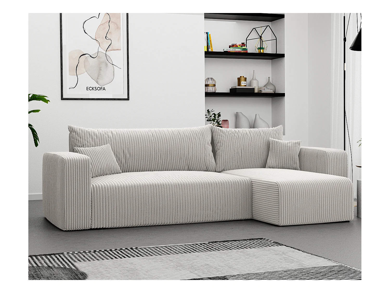 Canapé d'angle Piano Convertible en tissu Beige