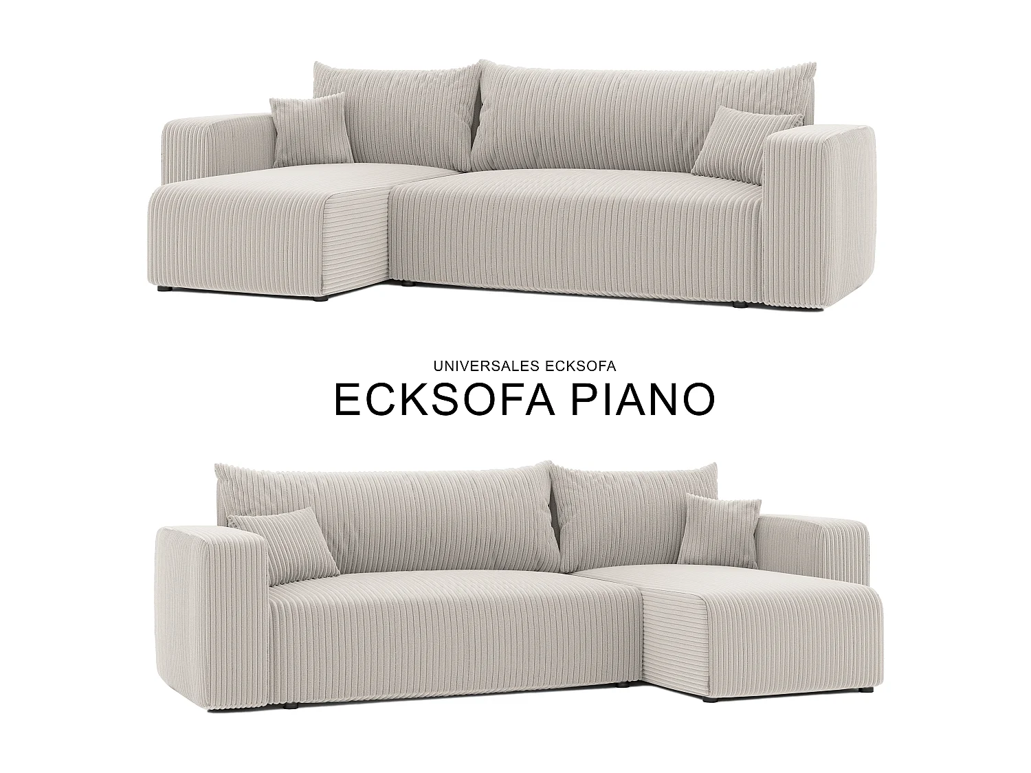 Hoekslaapbank Piano om te bouwen in Beige stof