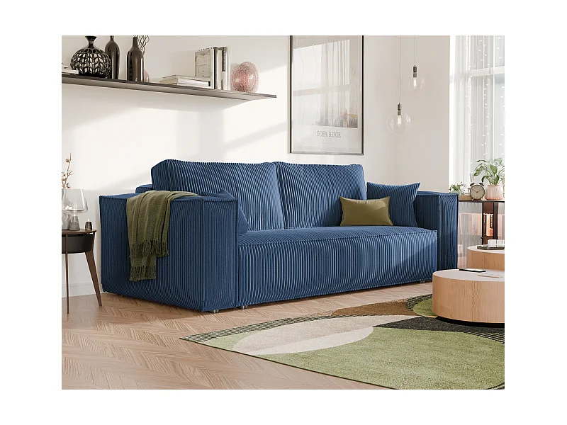 Sofa Bali umkehrbar umwandelbar in blauem Stoff