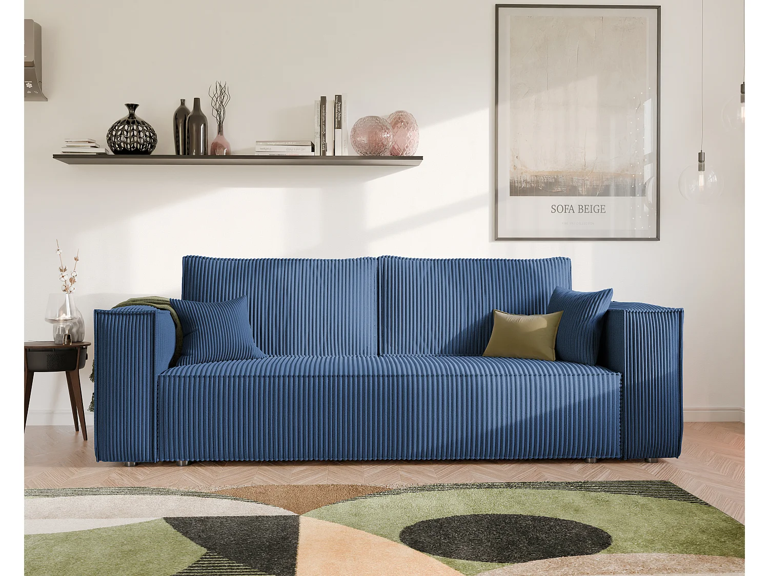 Canapé Bali réversible convertible en tissu Bleu