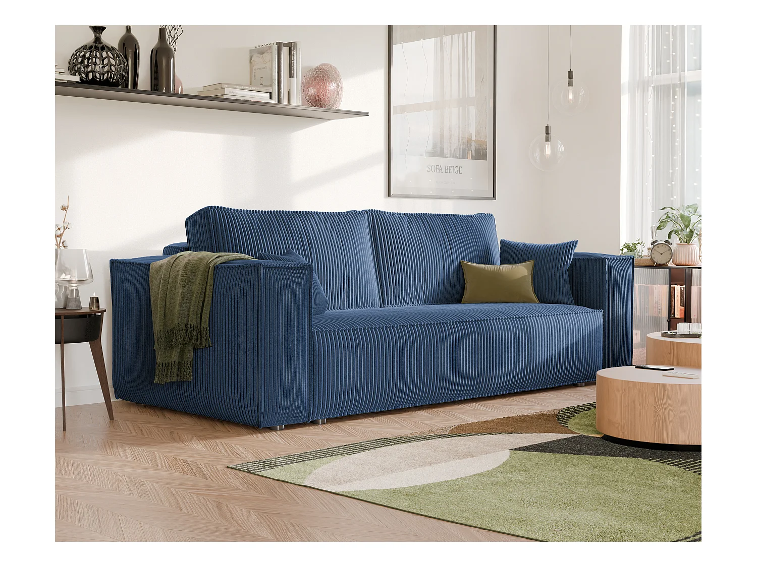 Canapé Bali réversible convertible en tissu Bleu