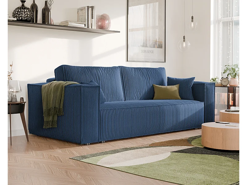 Bali omkeerbare slaapbank in blauwe stof