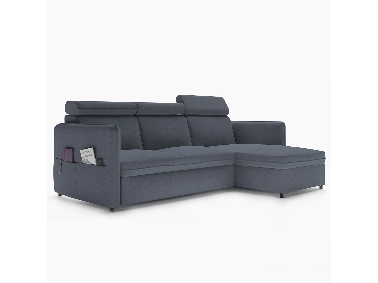 Canapé d'angle Beni réversible convertible en tissu Gris foncé