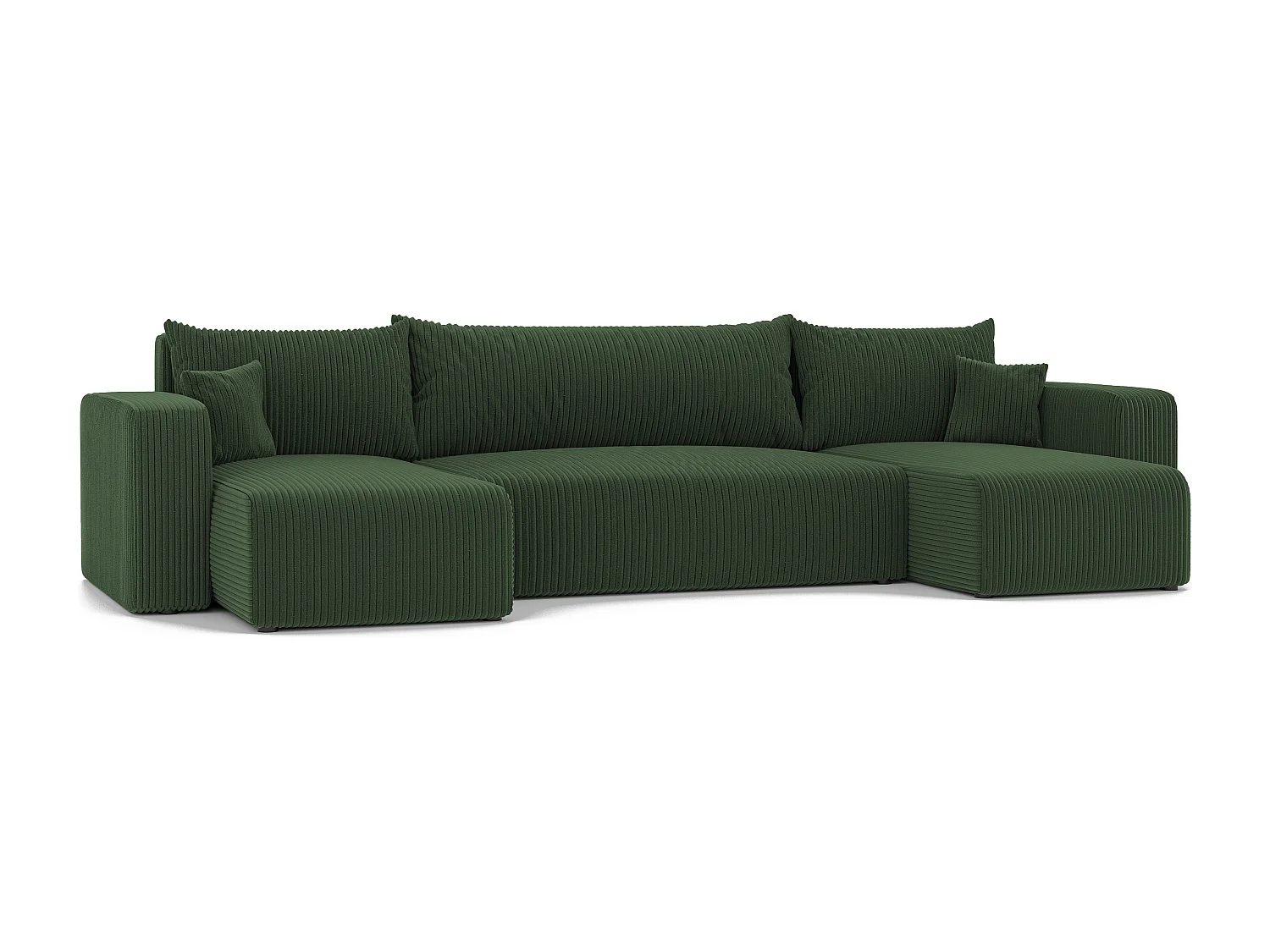 Canapé d'angle Piano U fonction couchage, et tissu Vert