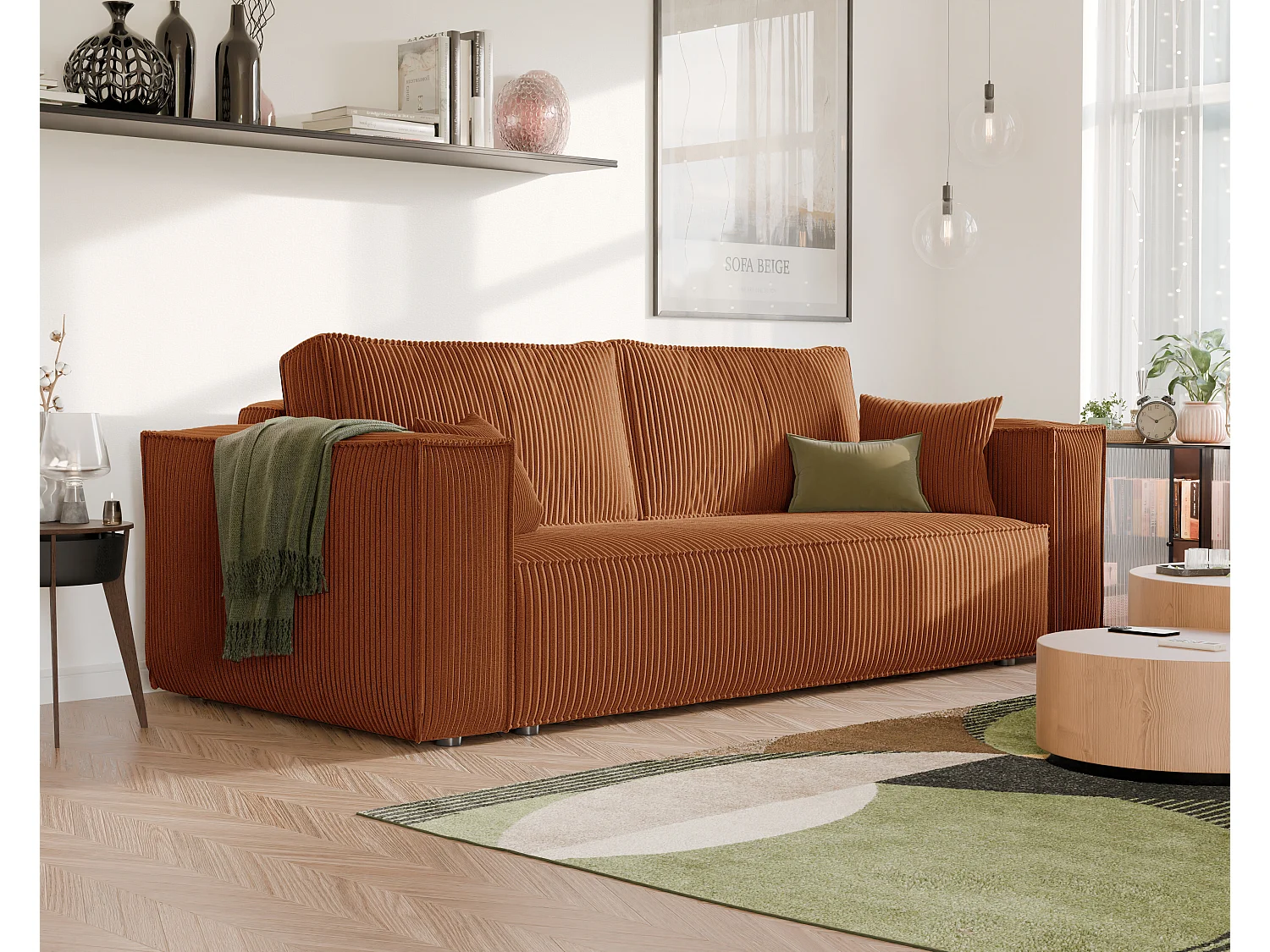 Canapé Bali réversible convertible en tissu Orange