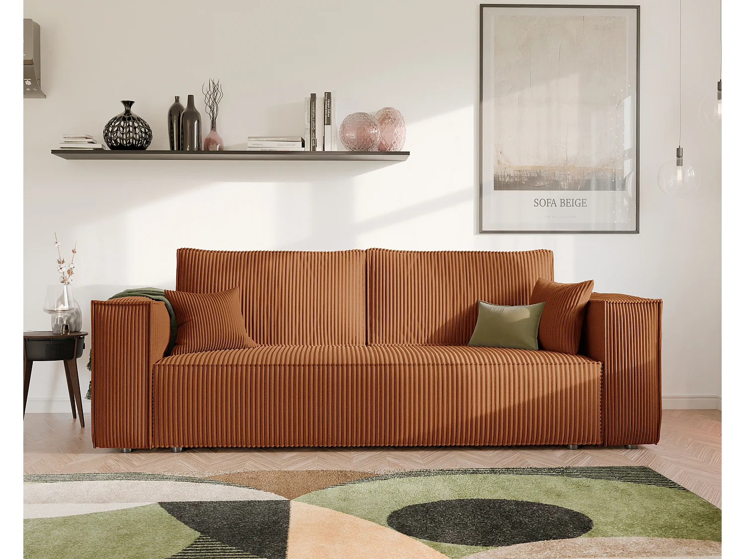 Canapé Bali réversible convertible en tissu Orange