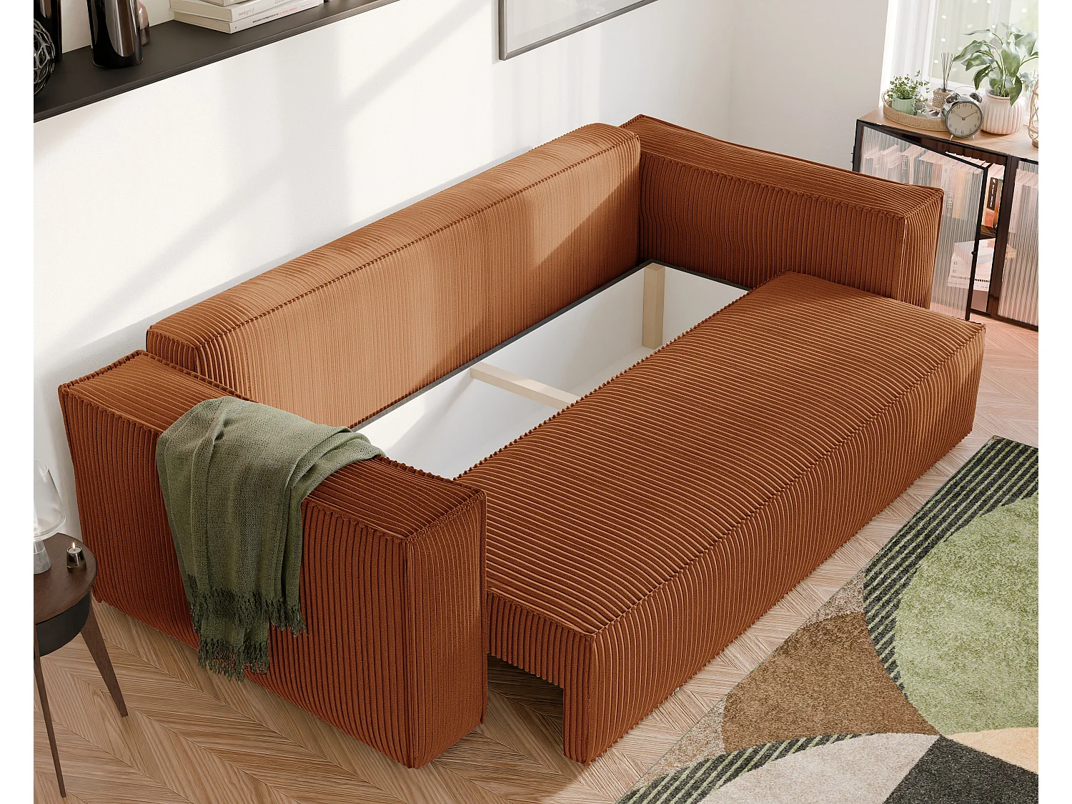 Canapé Bali réversible convertible en tissu Orange