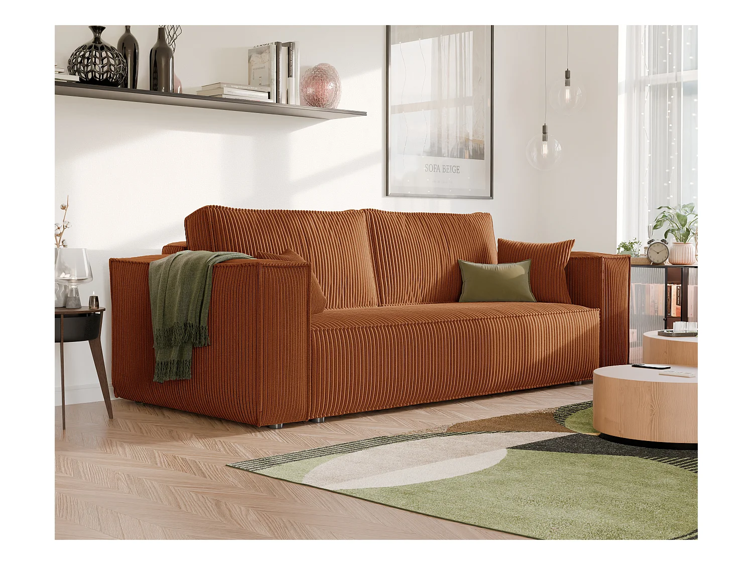 Canapé Bali réversible convertible en tissu Orange
