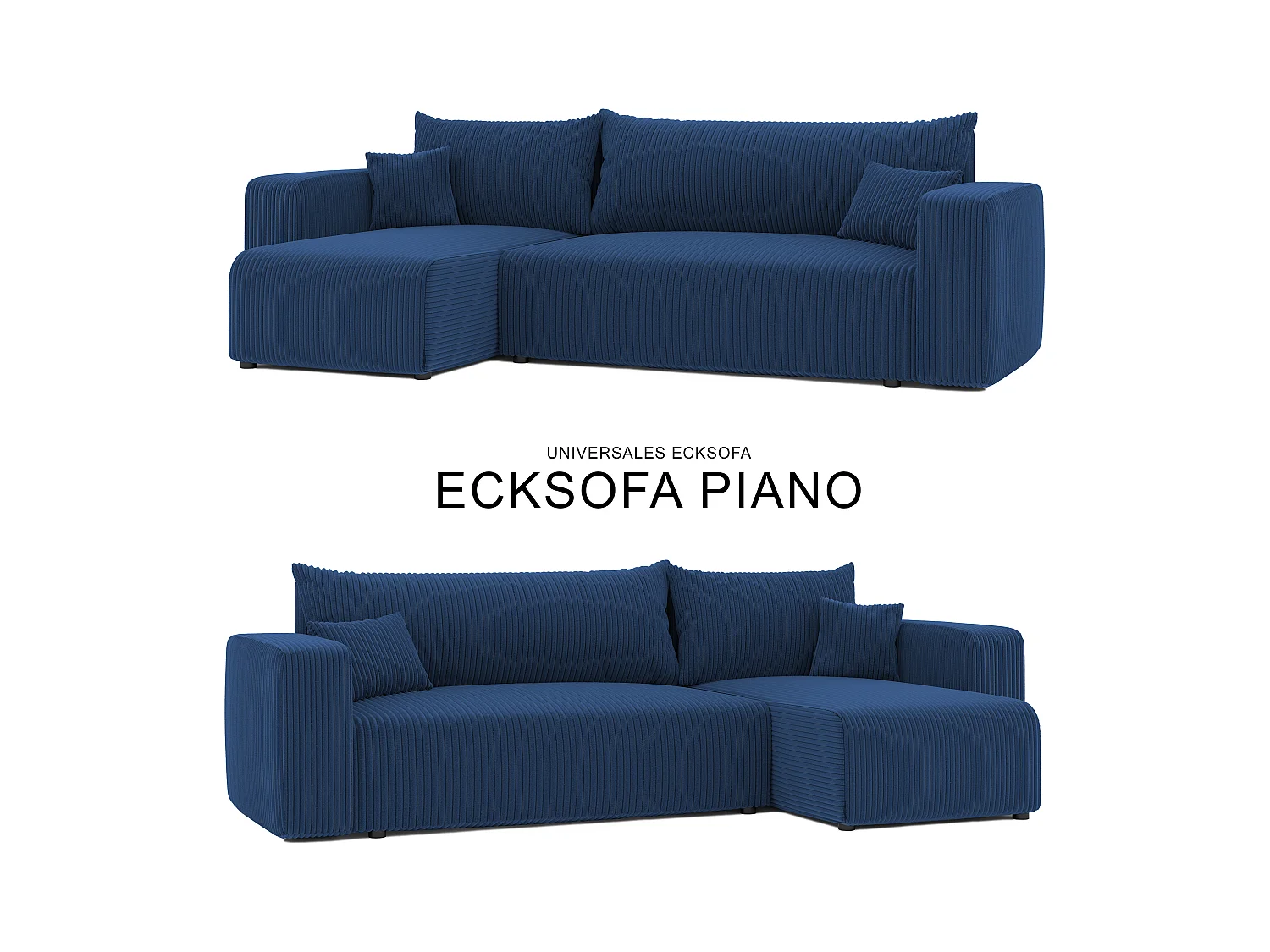 Ecksofa Piano Schlafsofa aus blauem Stoff