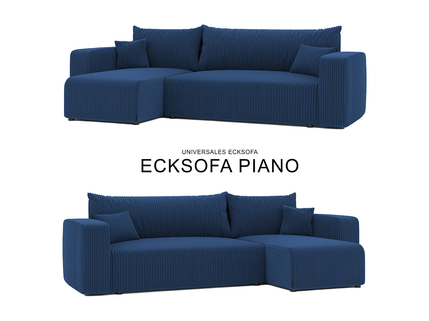 Ecksofa Piano Schlafsofa aus blauem Stoff