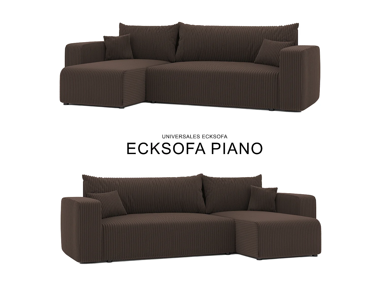 Hoekslaapbank Piano om te bouwen in bruin stof