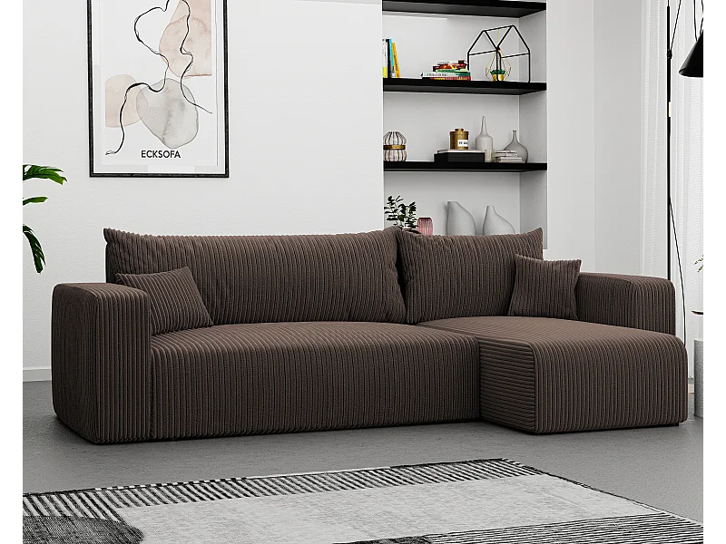 Ecksofa Piano Schlafsofa aus braunem Stoff