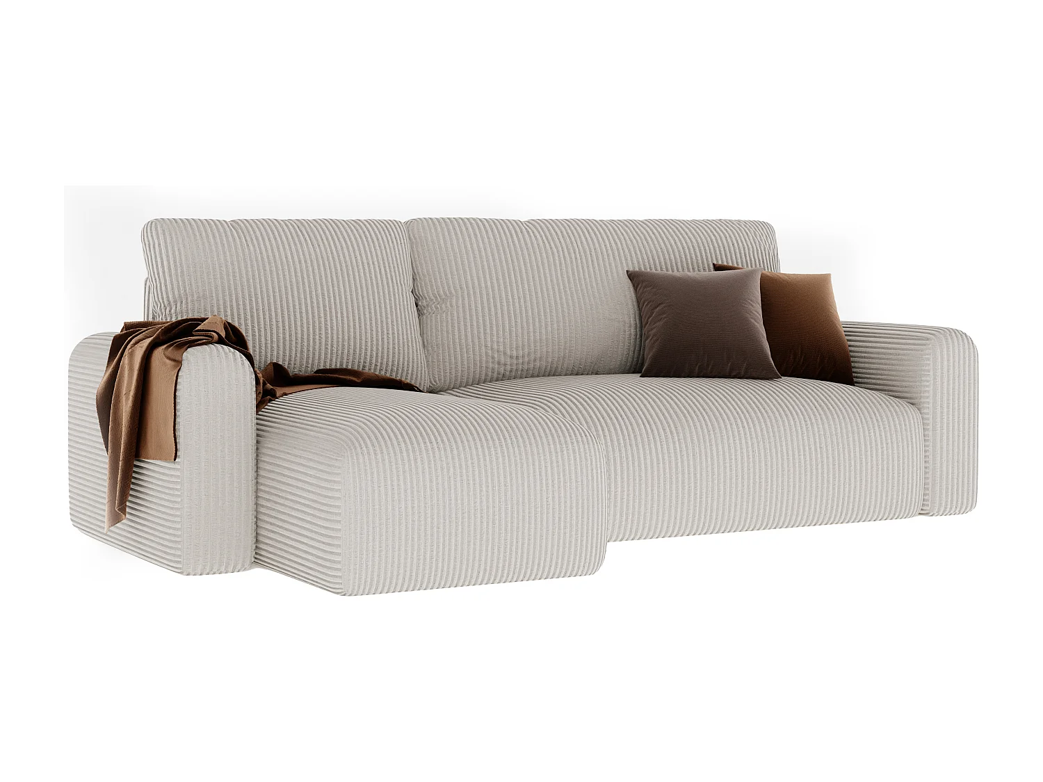 Canapé-lit d'angle Jobo avec fonction couchage en tissu Beige