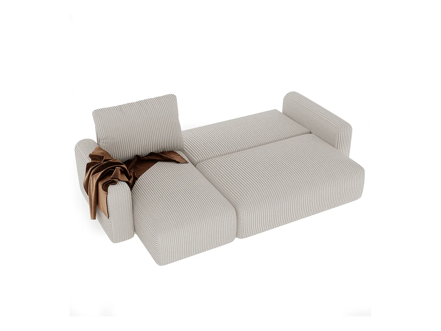 Canapé-lit d'angle Jobo avec fonction couchage en tissu Beige
