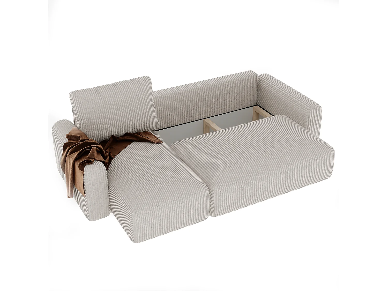 Canapé-lit d'angle Jobo avec fonction couchage en tissu Beige