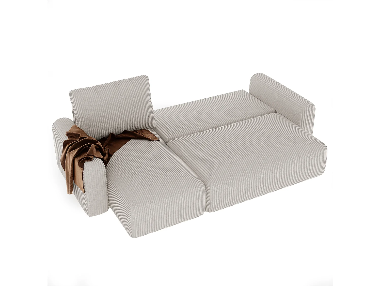 Canapé-lit d'angle Jobo avec fonction couchage en tissu Beige