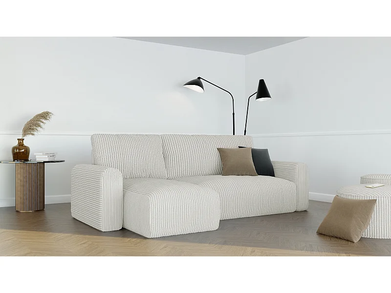 Hoekslaapbank Jobo met slaapfunctie in Beige stof