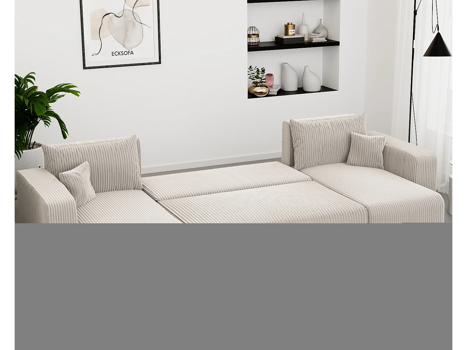 Hoekslaapbank Piano U-functie, en Beige stof