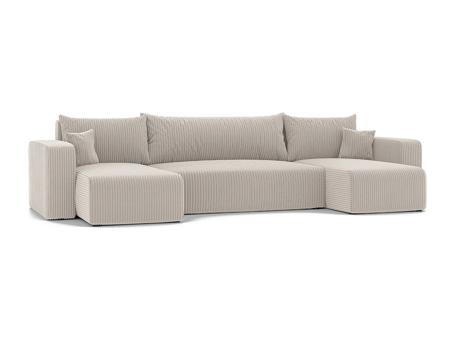 Canapé d'angle Piano U fonction couchage, et tissu Beige