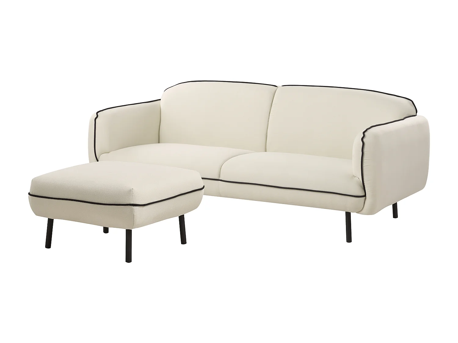Canapé TONSBERG Tissu Beige clair avec ottoman 3 places