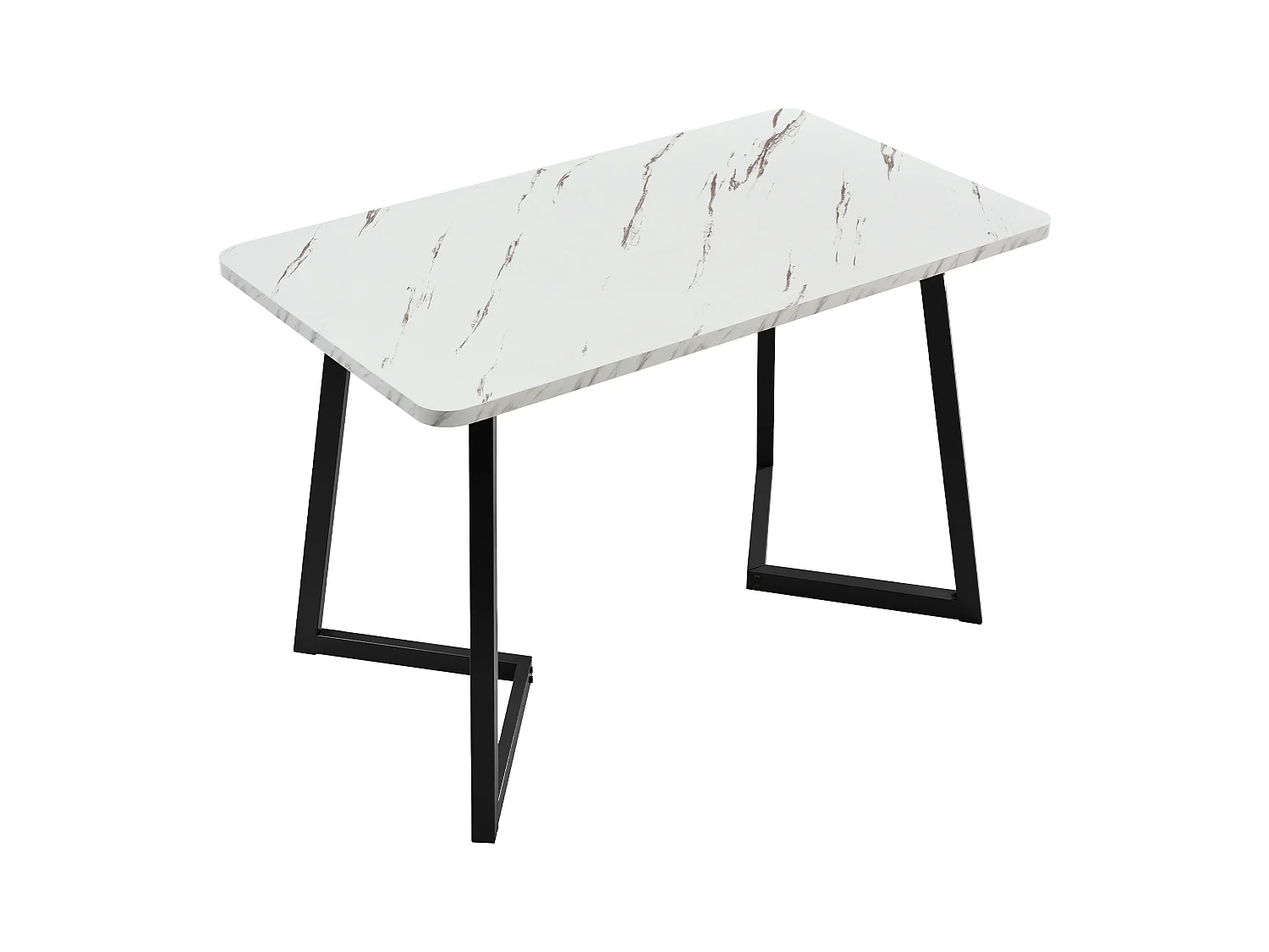 Esstischset 117 x 68 cm + 4 Schalenstühle – Beine aus Samt und schwarzem Metall – Rautenmuster – Beige