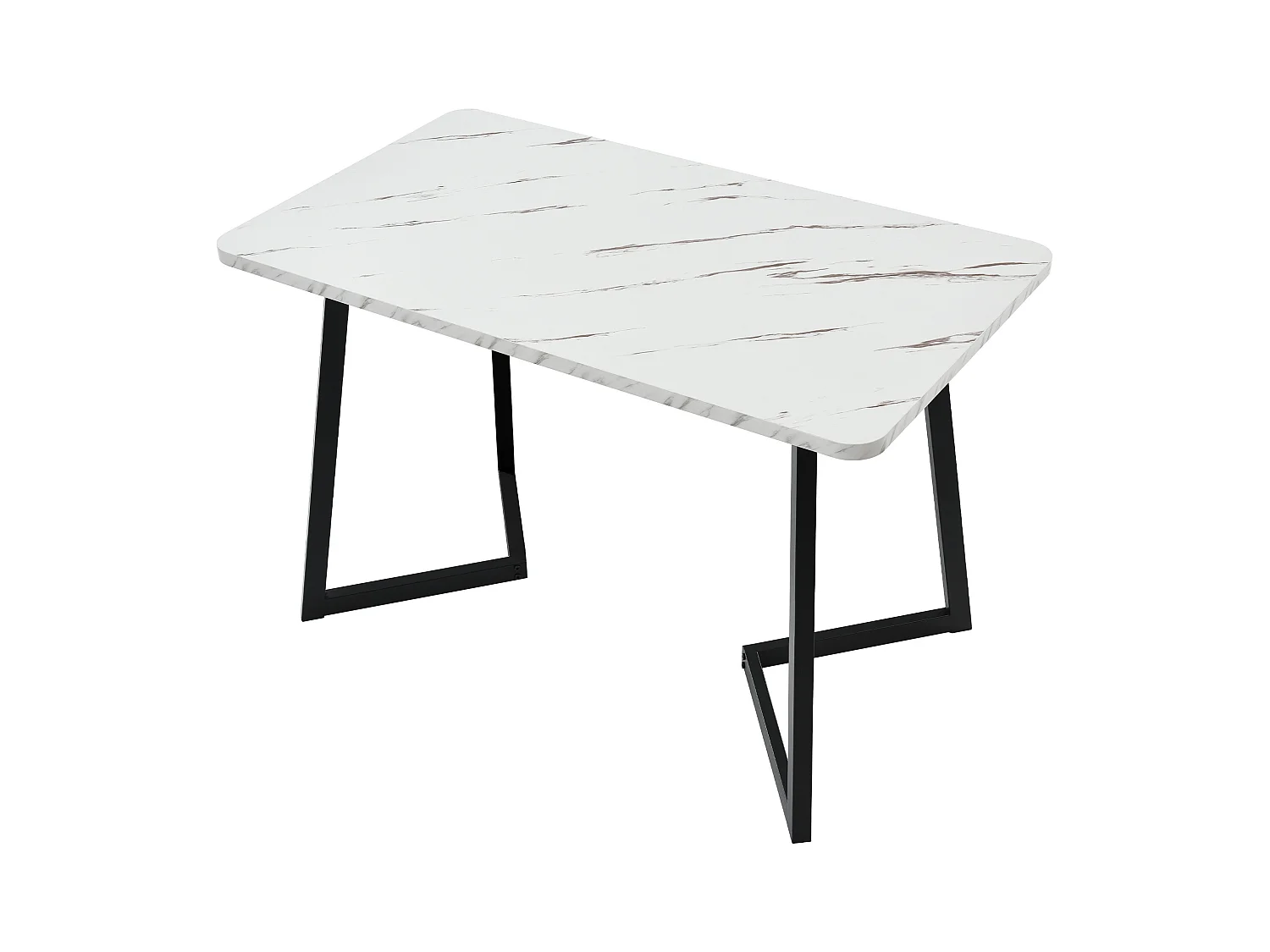 Esstischset 117 x 68 cm + 4 Schalenstühle – Beine aus Samt und schwarzem Metall – Rautenmuster – Beige