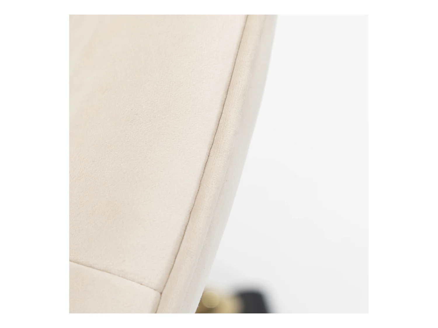 Fauteuil pivotante en velours avec dossier, accoudoirs et roulettes - pièds doré et réglable en hauteur - beige