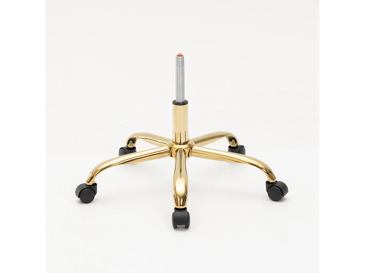 Fauteuil pivotante en velours avec dossier, accoudoirs et roulettes - pièds doré et réglable en hauteur - beige