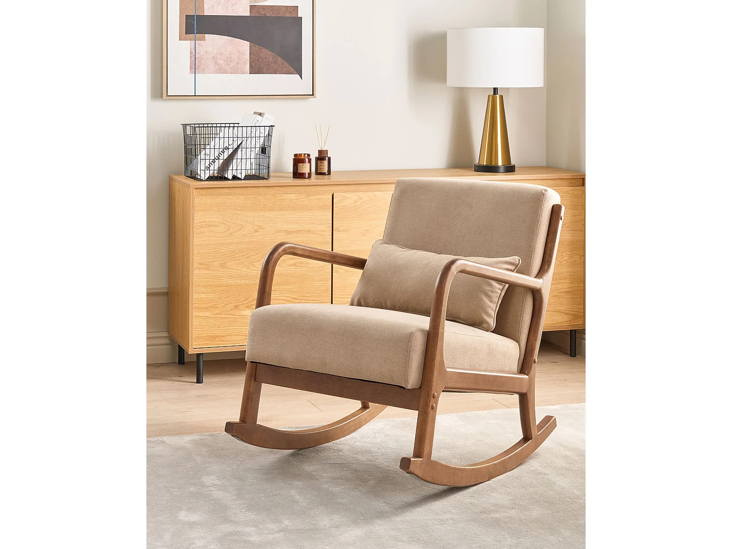 Schaukelsessel SKOVDE Stoff Beige