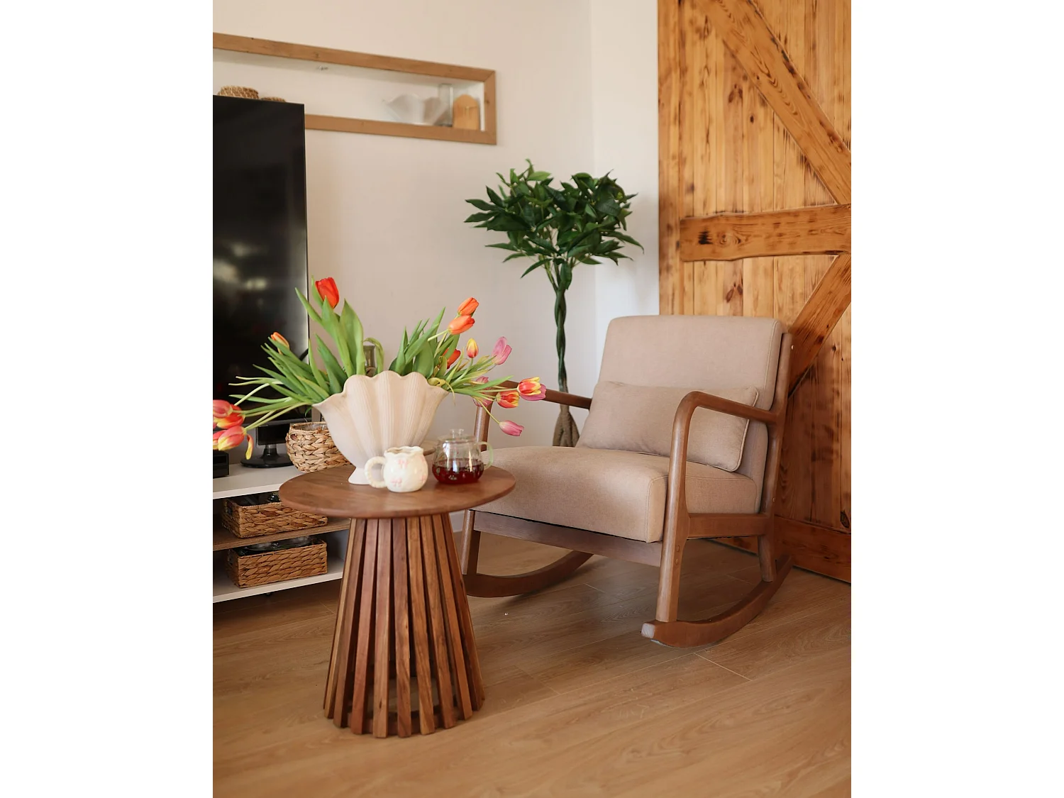 Rocking Chair SKOVDE Fabric Beige
