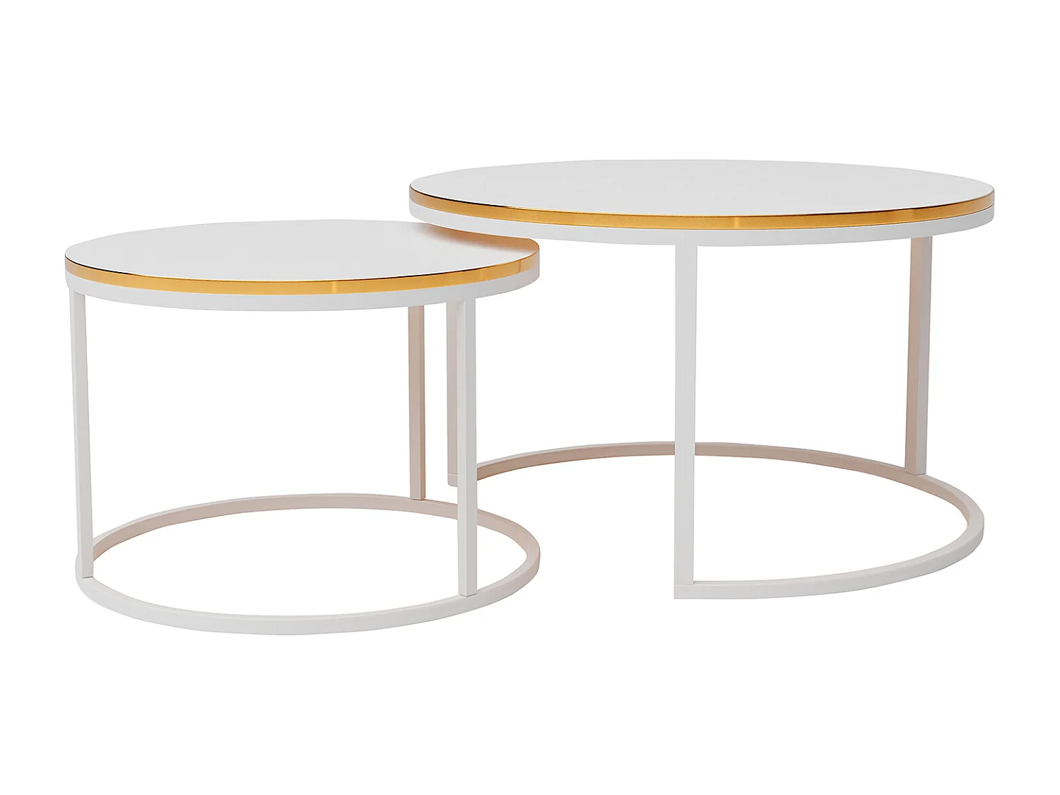 Ronde tafel 2 in 1 fi80/fi60 Glanzend wit, frame in wit, goudkleurig