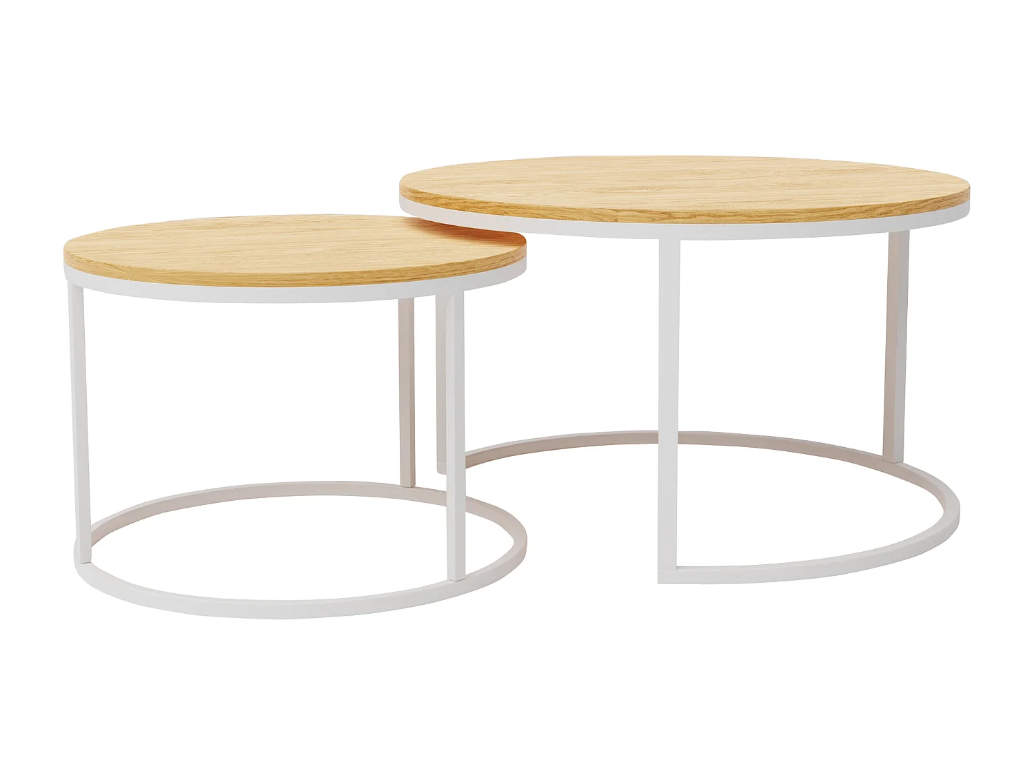 Table ronde 2 en 1 fi80/fi60 Chêne Wotan, armature en blanc