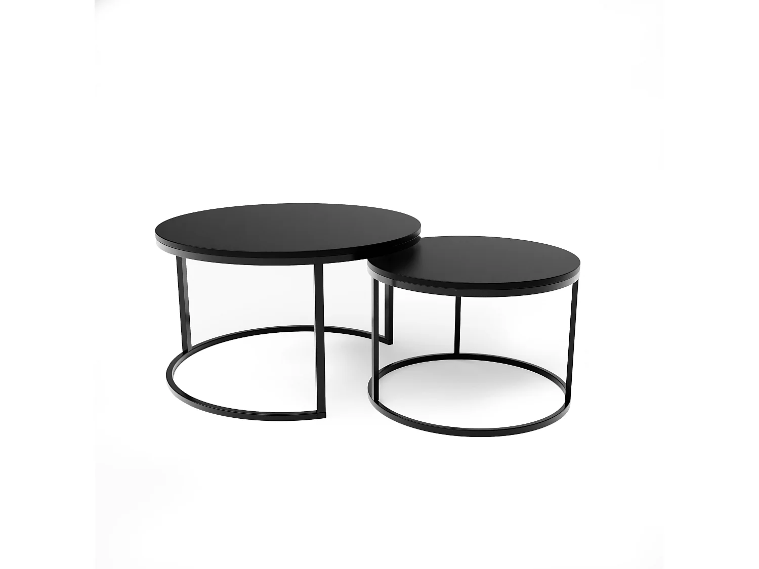 Table ronde 2 en 1 fi80/fi60 Noir mat, armature en noir