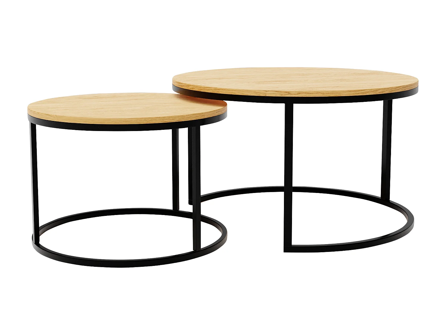 Ronde tafel 2 in 1 fi80/fi60 Eiken Wotan, frame in zwart.