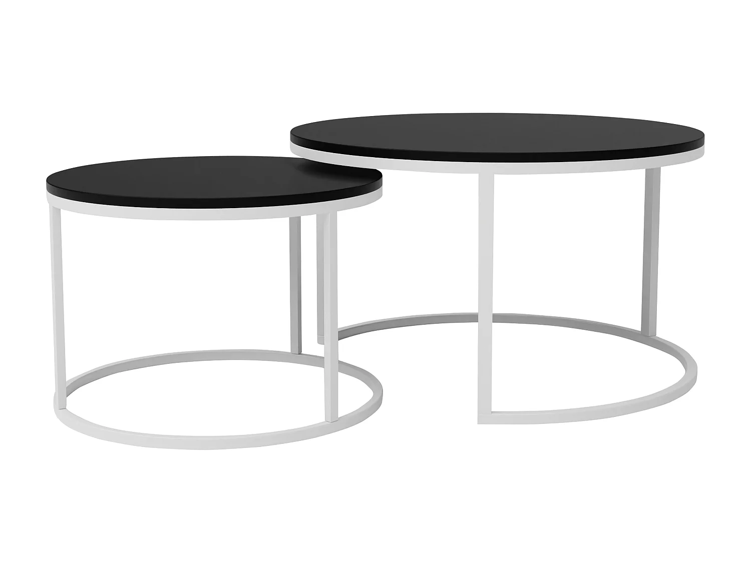 Ronde tafel 2 in 1 fi80/fi60 Mat zwart, frame in wit