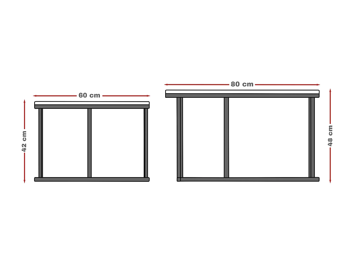 Table ronde 2 en 1 fi80/fi60 Blanc brillant, armature en noir, doré