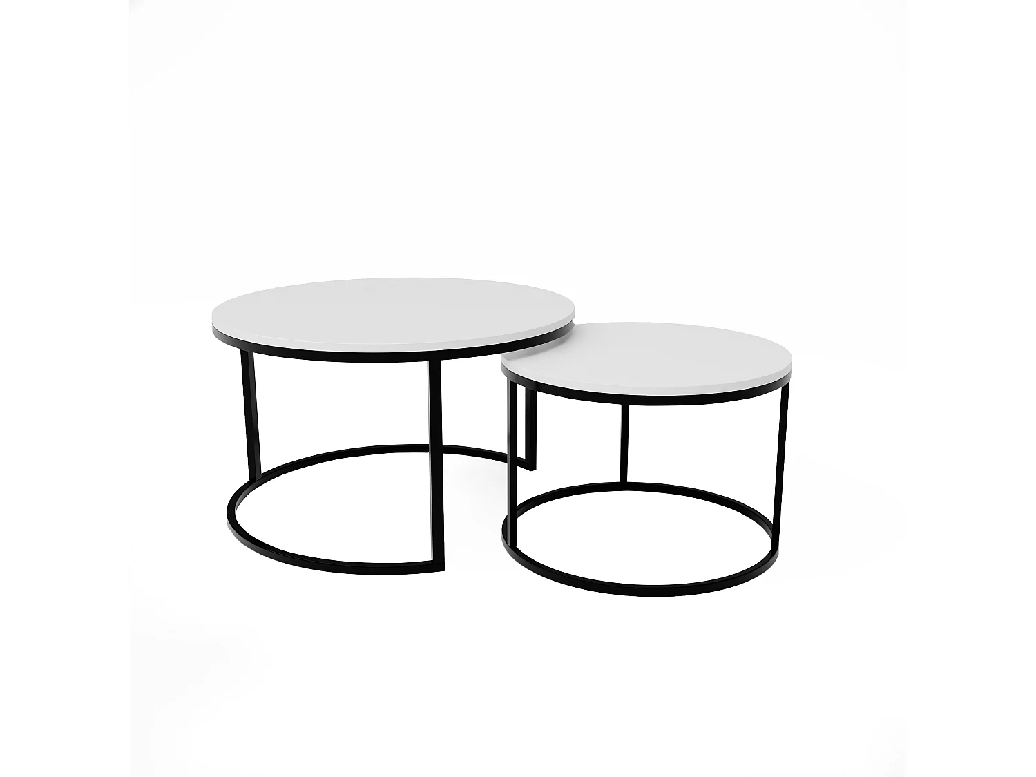 Ronde tafel 2 in 1 fi80/fi60 Glanzend wit, frame in zwart.