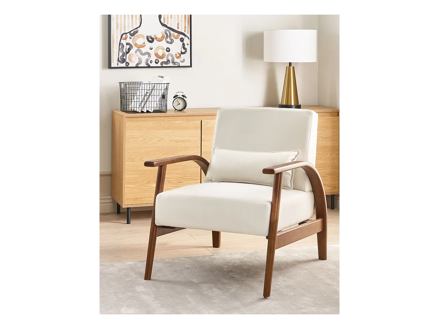 Fauteuil SKARA Cuir PU Blanc cassé
