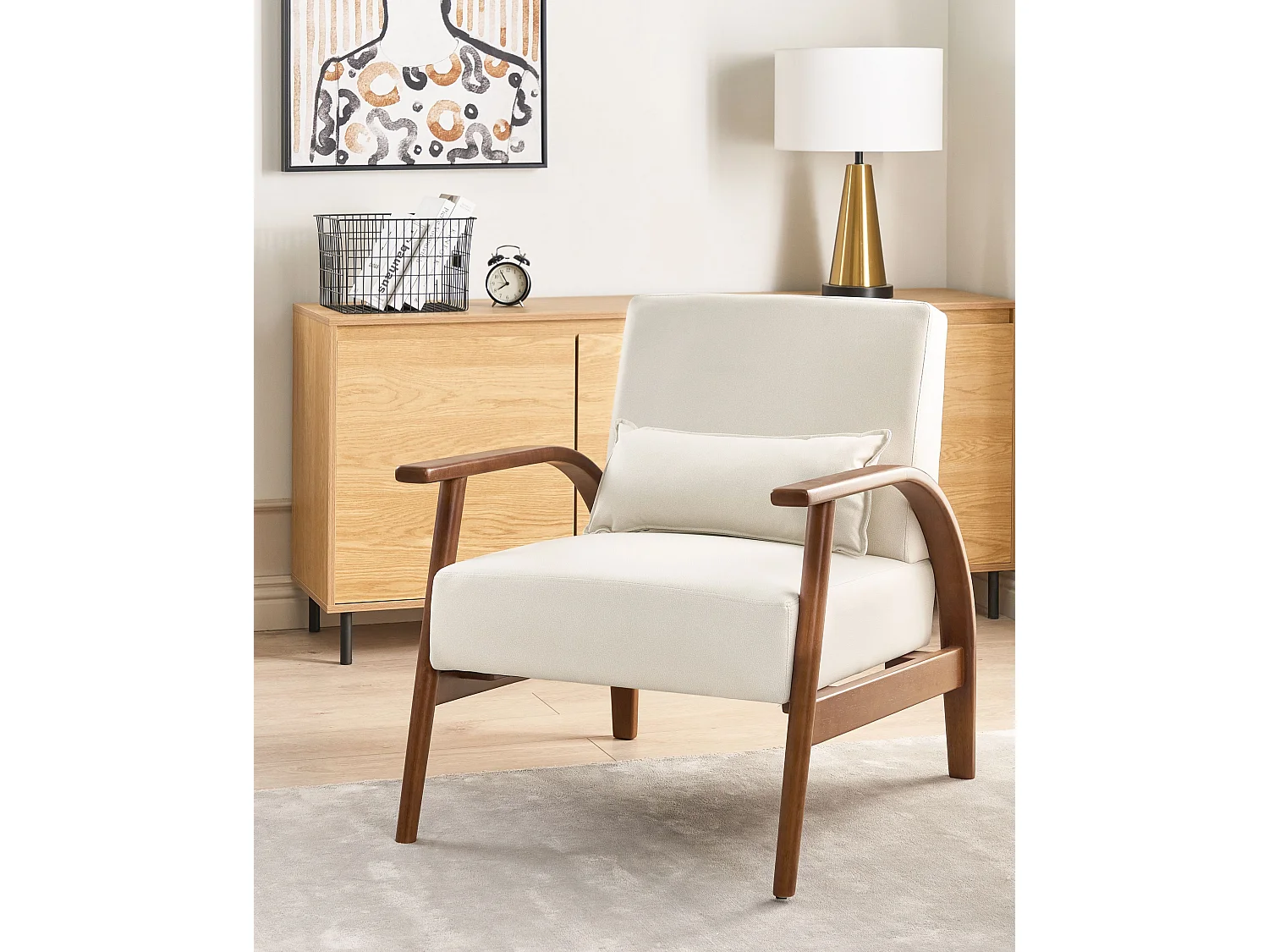 Fauteuil SKARA Cuir PU Blanc cassé