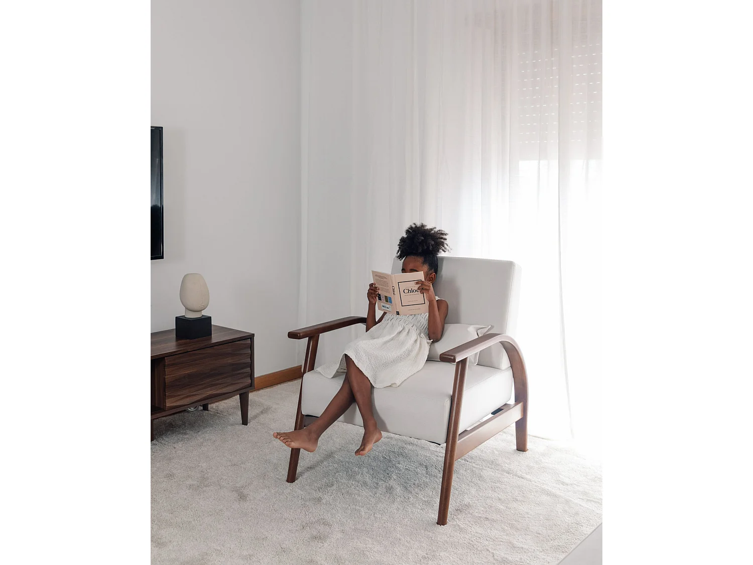 Fauteuil SKARA Cuir PU Blanc cassé