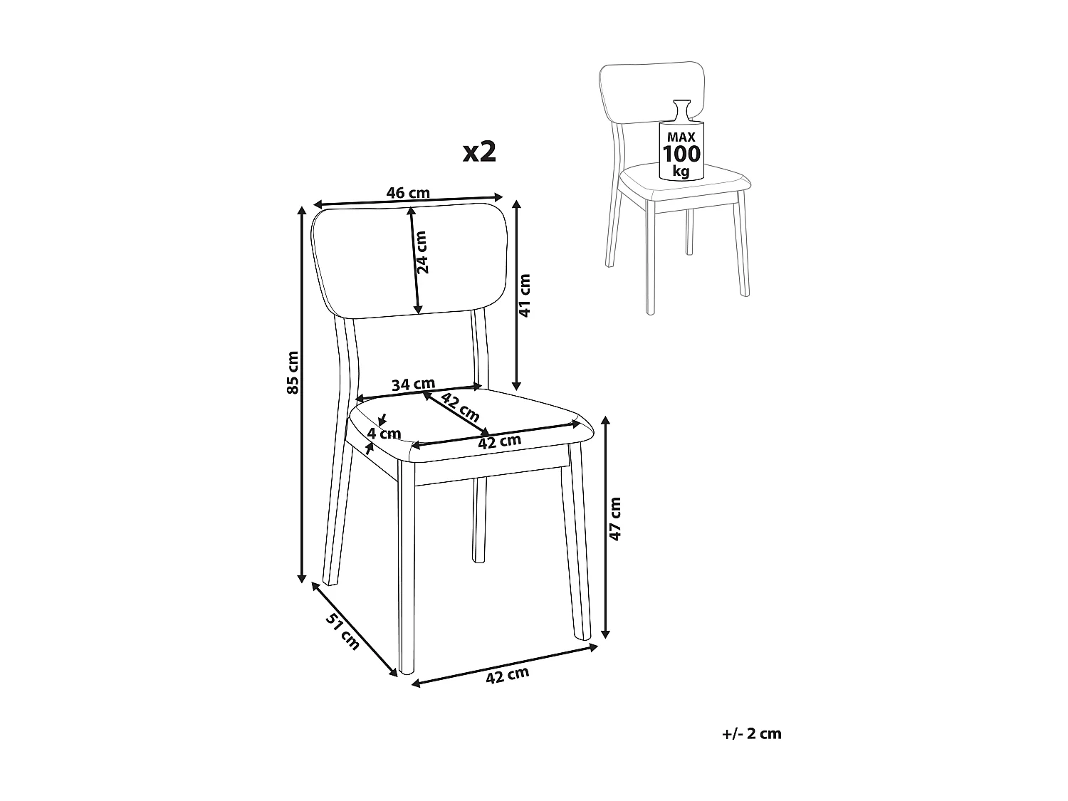 Set van 2 eetkamerstoelen MINIER Hout Donkere houtkleur