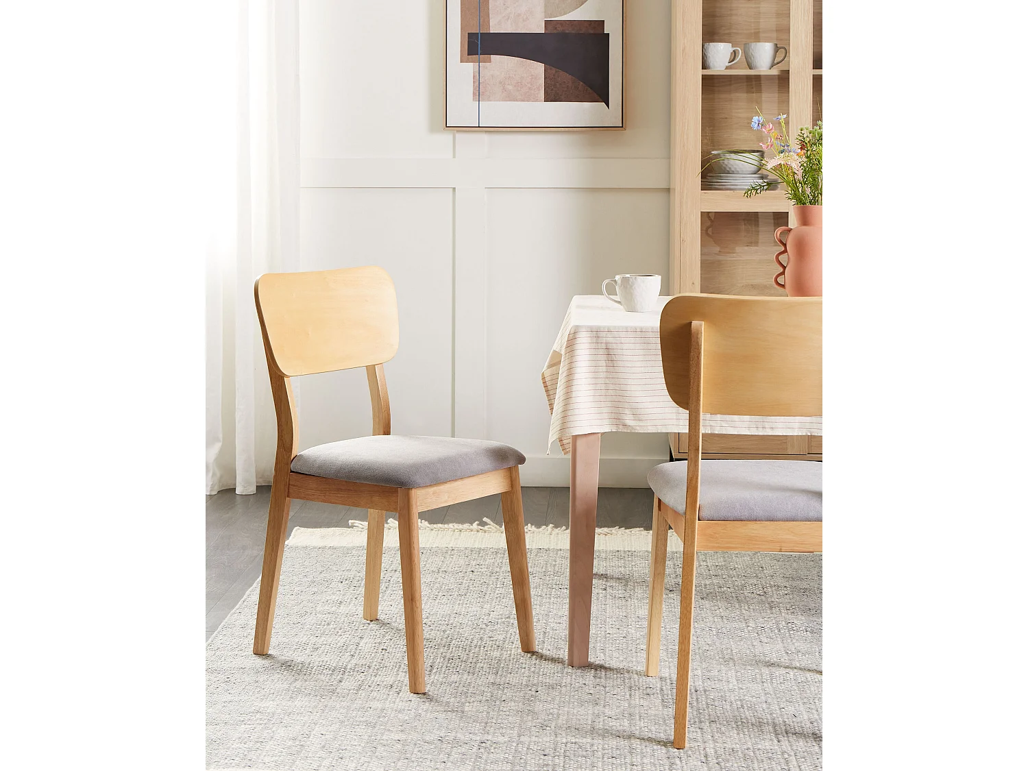 Esszimmerstuhl 2er Set MINIER Holz Hellbraun
